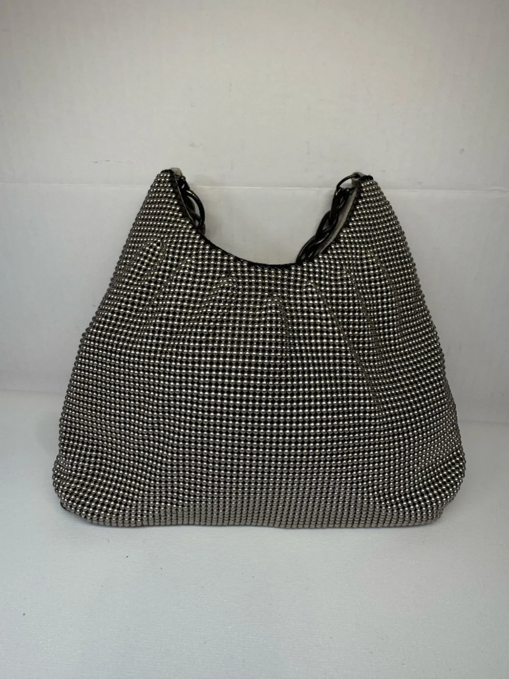 Vintage Whiting & Davis Silver Bubble Mesh Hobo Evening Bag Twisted Chain Y2K